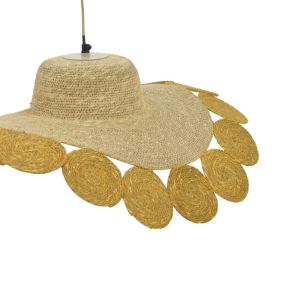 Hanging ceiling lamp Jarua E27 natural materials 65x110cm