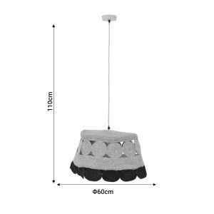 Hanging ceiling lamp Lozir E27 natural materials D60x110cm