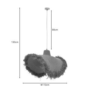 Hanging ceiling lamp Merli E27 natural materials D110x130cm