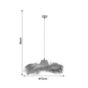 Hanging ceiling lamp Naloa E27 natural materials D72x96cm