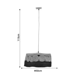 Hanging ceiling lamp Ormen E27 natural materials 50x115cm