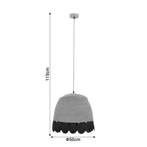 Sonro E27 pendant ceiling lamp, natural materials, 50x115cm
