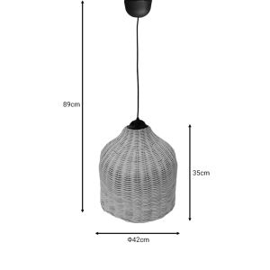 Hanging ceiling lamp Ziquel natural materials D42x89cm