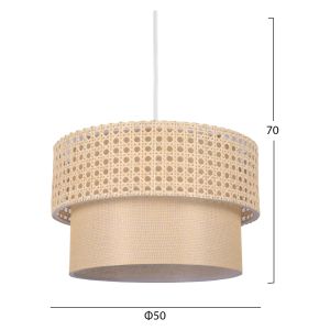 Ceiling/pendant lamp Hm7628,01 two layers of textile and rattan, metal frame