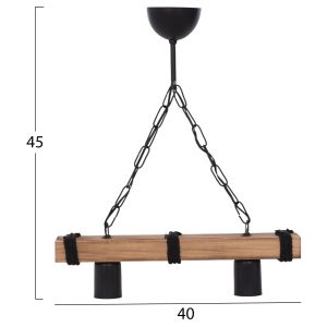 Hanging lamp pendant for ceiling for two bulbs rustic and industrial style 40x10x45hcm Hm7698,01