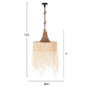 Ceiling pendant lamp with palm leaf fringe D41χ155hcm Hm11921