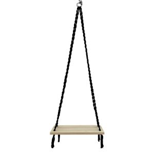 Висяща люлка Fl620 с дървена седалка, черен цвят 50x20x2см