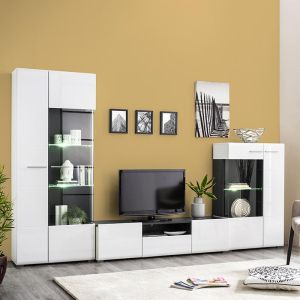 Витрина Enzo 2κ Vs1 Бяло-black Grey Wood-лак 77,5*35*190