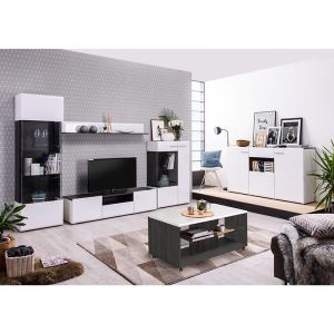 Витрина Enzo 2κ Vs1 Бяло-black Grey Wood-лак 77,5*35*190