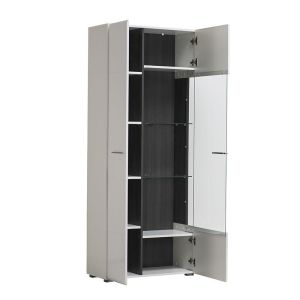 Витрина Enzo 2κ Vs1 Бяло-black Grey Wood-лак 77,5*35*190