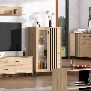 Витрина Laval 2k Vs1 129 занаятчийски дъб/черно 80x40x129см