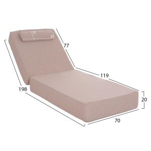 Lounger cushion beige fabric 198x70x20 cm