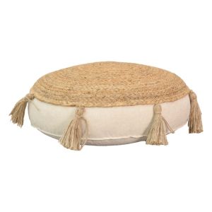 Elefon Inart pouf cushion, ecru color, D40x7.5cm