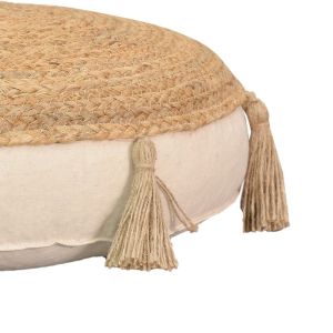 Elefon Inart pouf cushion, ecru color, D40x7.5cm