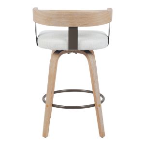 Anesy swivel bar stool with medium height, metal-wood and fabric in beige color 54x50x85cm