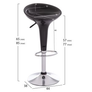 Daisy Hm200.21 Abs swivel bar stool in black - 44x38x85cm.