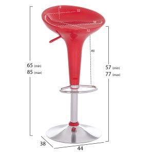 Swivel bar stool Daisy Hm200.24 Abs in red - 44x38x85cm.