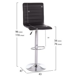Swivel bar stool Nexus Hm209.21 with black Pu material 43x47x116cm.