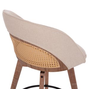 Swivel bar stool Riki Hm18253.01 with wooden legs - beige fabric 51x53x94cm.