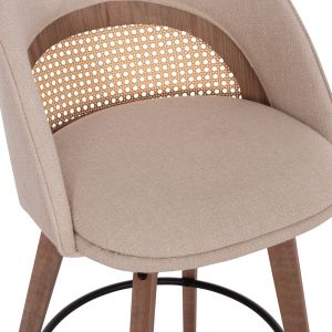 Swivel bar stool Riki Hm18253.01 with wooden legs - beige fabric 51x53x94cm.