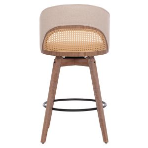 Swivel bar stool Riki Hm18253.01 with wooden legs - beige fabric 51x53x94cm.