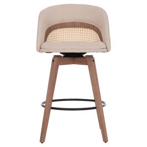 Swivel bar stool Riki Hm18253.01 with wooden legs - beige fabric 51x53x94cm.