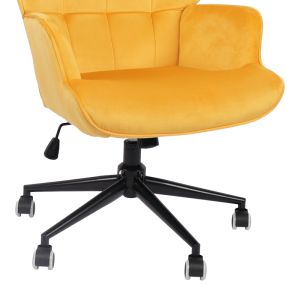 Lobima swivel office chair, yellow velvet, 71x68x104 cm