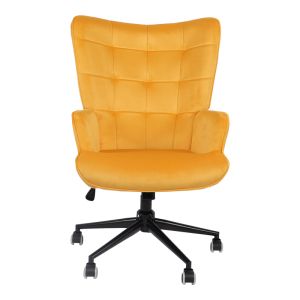 Lobima swivel office chair, yellow velvet, 71x68x104 cm