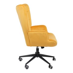 Lobima swivel office chair, yellow velvet, 71x68x104 cm