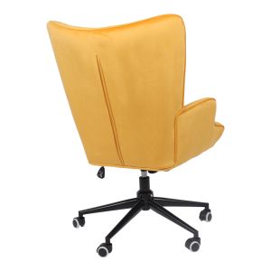 Lobima swivel office chair, yellow velvet, 71x68x104 cm