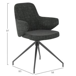 Въртящ се стол Dominion Sm18104 тъмно сив платеж-метал 58x58x84см