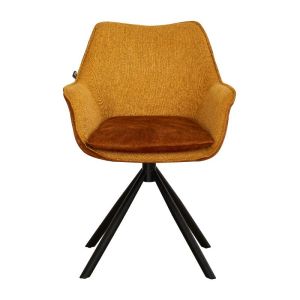 Въртящ се стол Fl5064 с метални крака и жълт цвят на плат 62x61.5x84см