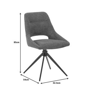 Swivel chair Luciano I in anthracite-black damask metal leg 52.5x54x85cm