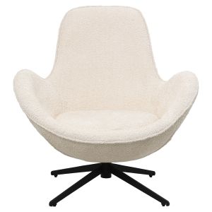Въртящо кресло Brynn Hm9594,06 букле цвят екрю-с черна метална база 86x76x87hcm