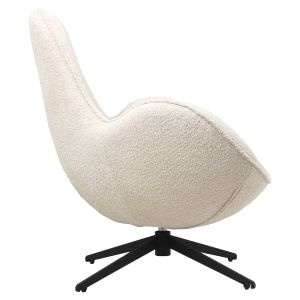 Въртящо кресло Brynn Hm9594,06 букле цвят екрю-с черна метална база 86x76x87hcm