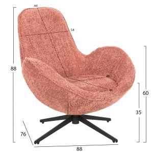 Въртящо кресло Brynn Hm9594,02 розово букле-с черна метална база 86x76x87hcm