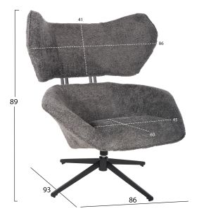 Въртящо кресло Sowa Bryll Hm9597,01 сиво букле с черна метална база 86x90x97hcm