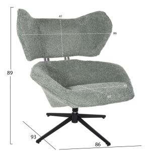 Въртящо кресло Sowa Bryll Hm9597,05 букле цвят шам фъстък с черна метална база 86x90x97hcm