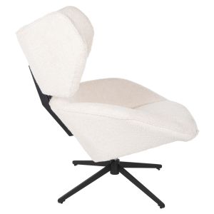 Въртящо кресло Sowa Bryll Hm9597,06 букле цвят екрю с черна метална база 86x90x97hcm