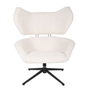 Въртящо кресло Sowa Bryll Hm9597,06 букле цвят екрю с черна метална база 86x90x97hcm
