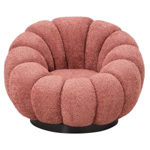 Въртящо се кресло Grymm Hm9601,02 розово букле с черна метална база 90x93x65hcm