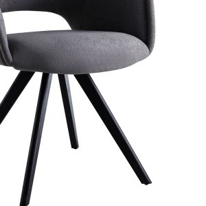 Swivel armchair-chair Soreyia dark gray plush fabric-black metal leg 63x59x83cm