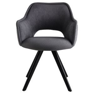 Swivel armchair-chair Soreyia dark gray plush fabric-black metal leg 63x59x83cm