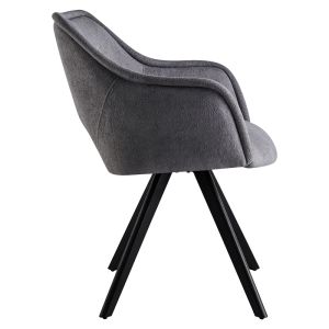 Swivel armchair-chair Soreyia dark gray plush fabric-black metal leg 63x59x83cm