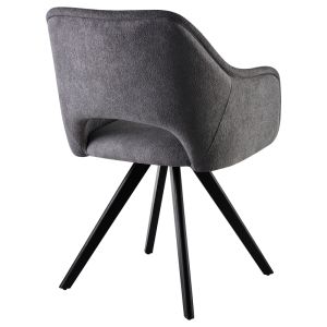 Swivel armchair-chair Soreyia dark gray plush fabric-black metal leg 63x59x83cm