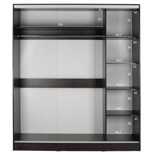 Гардероб 2-крилен Hm2434,02 Adler плъзгащи врати огледало венге 160x60x210