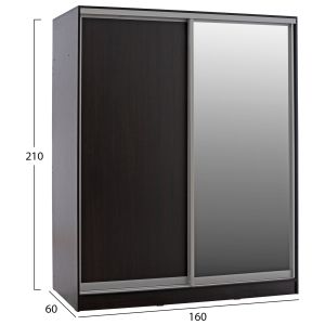 Гардероб 2-крилен Hm2434,02 Adler плъзгащи врати огледало венге 160x60x210