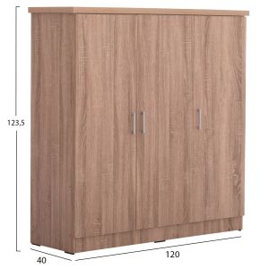 3-wing wardrobe with shelves Fuento Hm2482.01 melamine in sonama oak 120-116x40x123.5hcm
