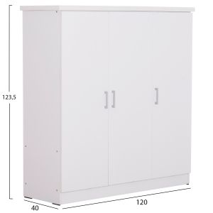 3-wing wardrobe with shelves Fuento Hm2482.02 melamine in white 120-116x40x123.5hcm