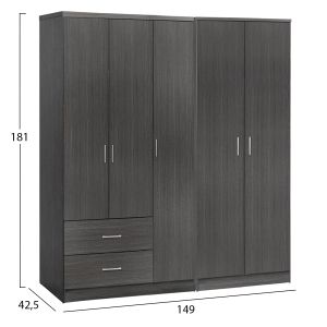 Wardrobe 5-wing Caesar Hm21234.01 melamine in zebrano color 150x42.5x181cm.